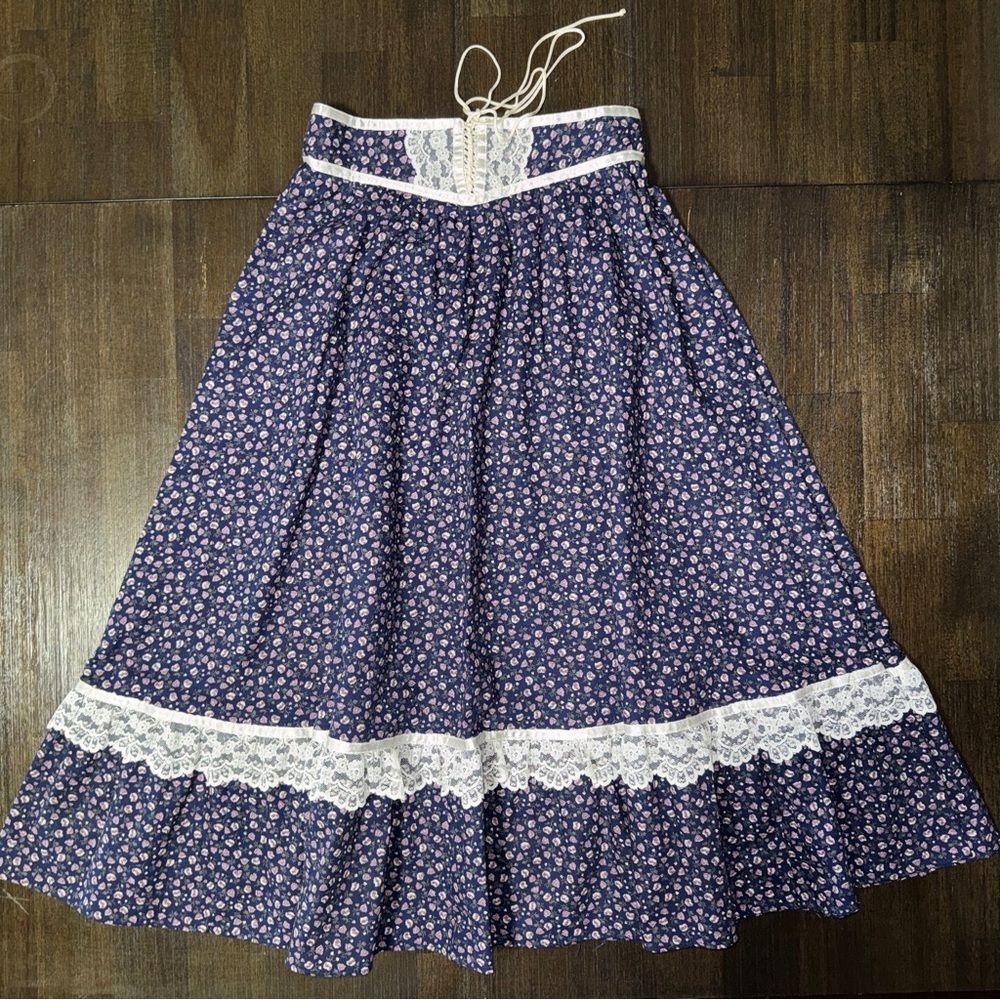 Vintage Jessica’s Gunnies by Gunne Sax Prairie Skirt Floral Lace Up Size 7